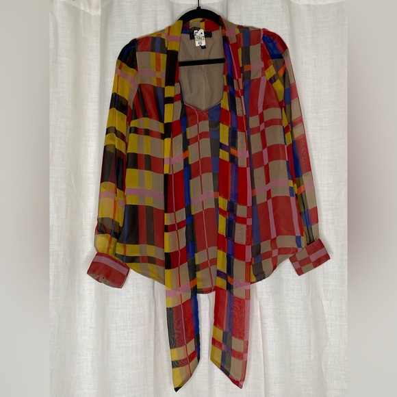 Colorful Plaid Women's Top - Picture 4 of 7